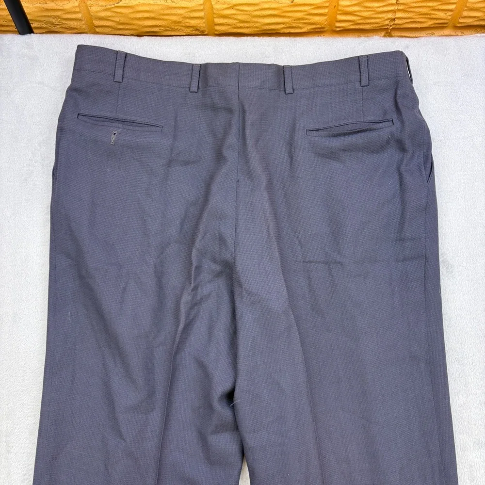 Christian Dior Dress Pants Mens 40x32 Gray Pleated Cuffed Wool Slacks Luxury 90s